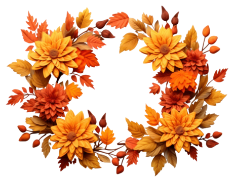 PNG Wreath autumn flower plant. - Powered by Adobe