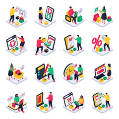 Pack of Ecommerce and Shopping isometric illustration 
