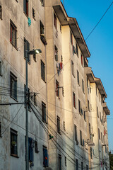 Fototapeta premium View of popular housing buildings in a condominium in the Paraisopolis community, the largest favela of Sao Paulo, Brazil.