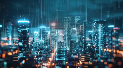 Naklejka premium Smart city connection dot point connect with line network technology metaverse concept Big data