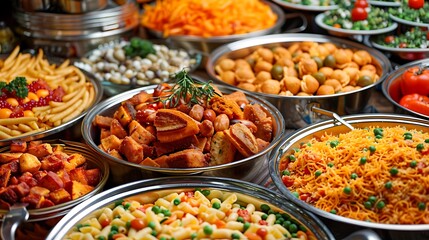 Obraz premium A variety of food items are displayed in an appetizing way
