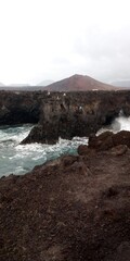 volcanic landscape over the sea
