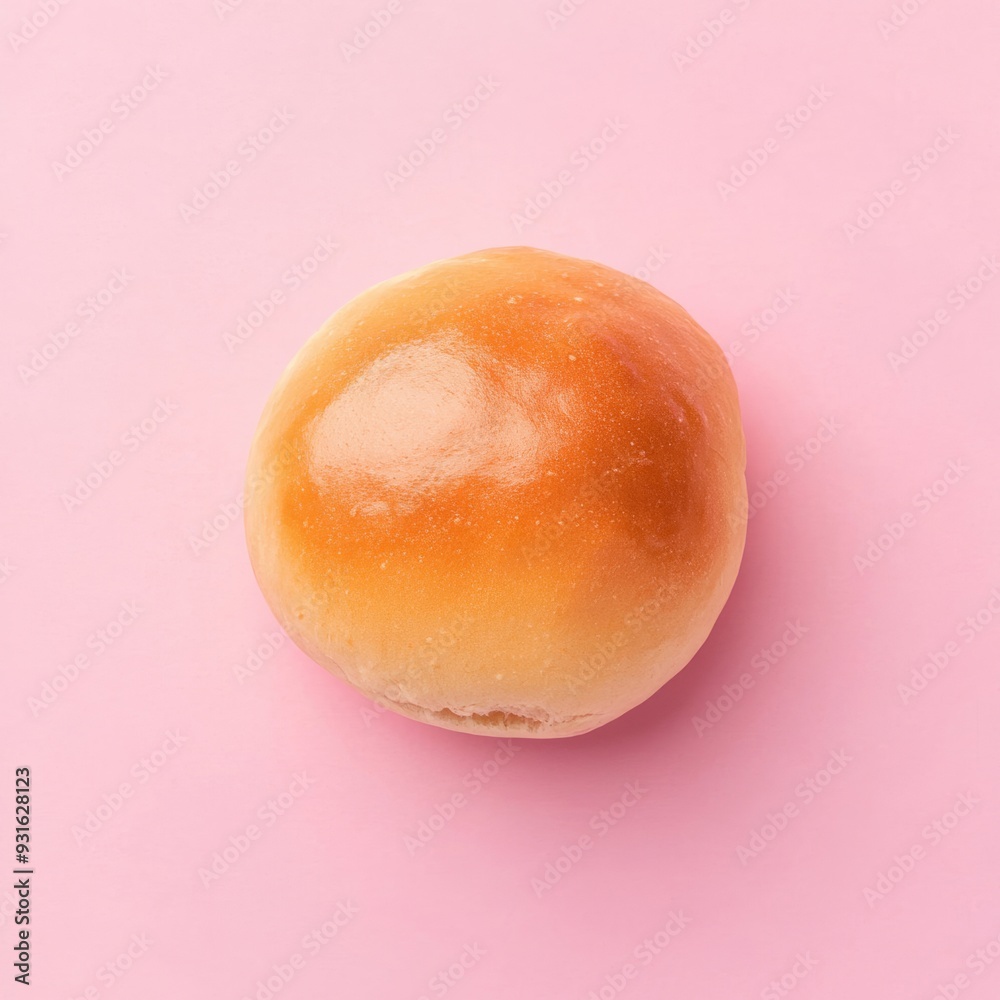 Wall mural pampushka bun isolated on pink background top view 