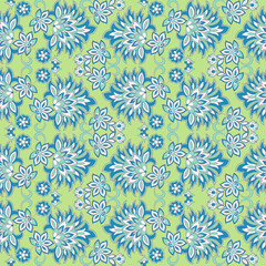 Seamless pattern with ethnic flowers. Floral Illustration in asian textile style