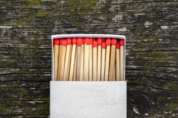 Mock up of a close-up of an opened matchbox from above