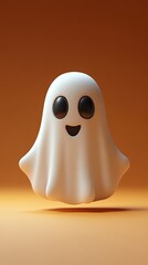 3D Illustration of a Cute Ghost on a Simple Background
