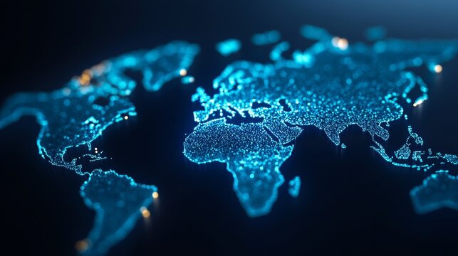 World map with a glowing blue circle spotlight highlighting different regions symbolizing global efforts for World Diabetes Day awareness and healthcare 