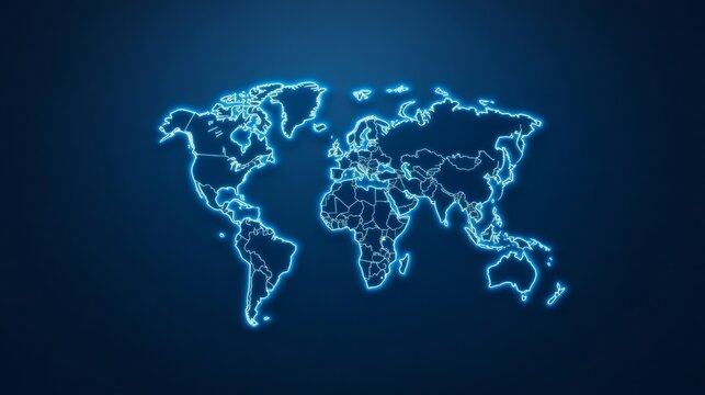 World map with a glowing blue circle spotlight highlighting different regions symbolizing global efforts for World Diabetes Day awareness and healthcare 