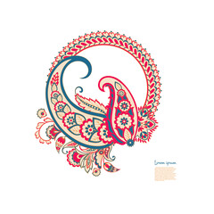 Paisley Floral oriental ethnic Pattern. Damask Ornament