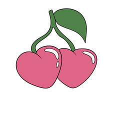 Cartoon heart cherries pink