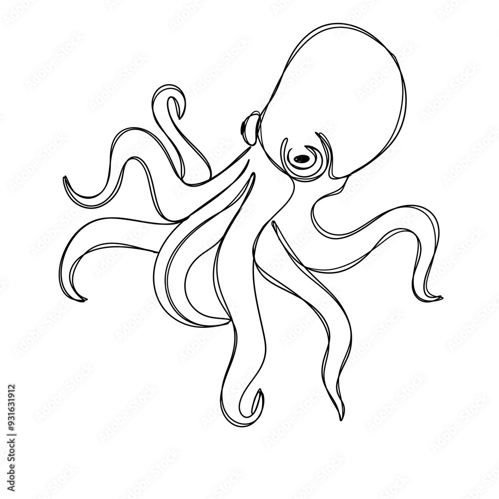 Wall mural octopus line art