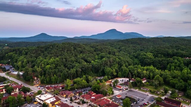 Helen, Georgia, USA Downtown at Night with Mt. Yonah