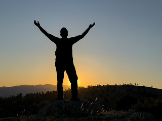 The joy, happiness and upright stance of a successful person © emerald_media