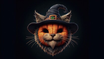 Spooky and whimsical cat illustration perfect for Halloween-themed designs, children's products, or festive marketing materials.