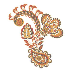 Floral isolated pattern with paisley ornament.