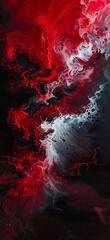 Abstract background of ocean waves with interweaving of various turquoise shades like red, black and white, aerial view, abstract landscape
