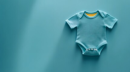 Blue Baby Bodysuit on a Blue Background.
