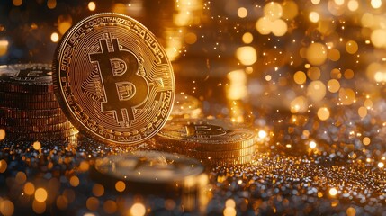 Bitcoin transfer, closeup, peer-to-peer payment, holographic data exchange, secure blockchain