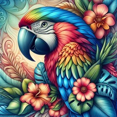 Obraz premium Exotic Elegance: The Colorful Parrot. Generated AI