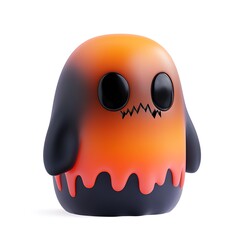 Cute orange and black monster toy with round eyes and small arms. Great for Halloween decorations or kid's collection. Halloween Art Toy Character Design.