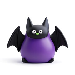 Obraz premium Cute purple bat figurine with black wings, perfect for Halloween decoration or children's toy collection. Halloween Art Toy Character Design.