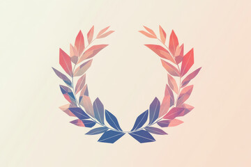 Obraz premium Elegant illustration of a laurel wreath symbolizing victory, honor, and achievement, set against a soft pastel gradient background. 