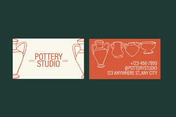 Orange and White Pottery Studio Business Card Design Template