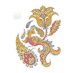 Isolated Paisley pattern in floral indian style