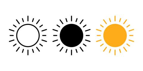 Sun icon set. Shine sun ray sign. for mobile concept and web design. vector illustration on white background