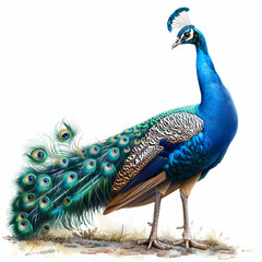 Obraz premium Art nouveau artistic image of peacock in a round shape,Luxurious peacock with an open tail,magnificent realistic peacock