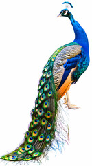 Art nouveau artistic image of peacock in a round shape,Luxurious peacock with an open tail,magnificent realistic peacock © Akharadat