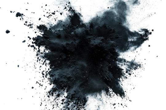 fine particles of activated carbon scattered and suspended in mid-air creating a mesmerizing pattern