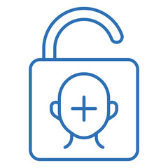 顔認証。生体認証の編集可能な線のベクターアイコンイラスト