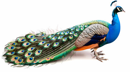 Obraz premium Art nouveau artistic image of peacock in a round shape,Luxurious peacock with an open tail,magnificent realistic peacock