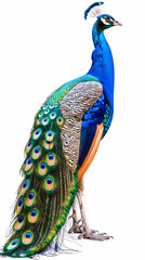 Art nouveau artistic image of peacock in a round shape,Luxurious peacock with an open tail,magnificent realistic peacock