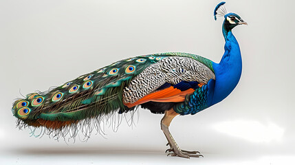 Art nouveau artistic image of peacock in a round shape,Luxurious peacock with an open tail,magnificent realistic peacock © Akharadat