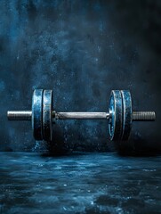 Powerful Dumbbell Amidst Dark Gritty Gym Setting