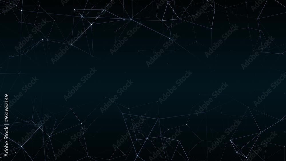 Poster Dark blue and black plexus technology network, abstract web animation