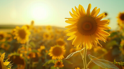 A fantastical, dreamy sunflower field