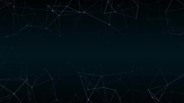 Dark blue and black plexus technology network, abstract web animation