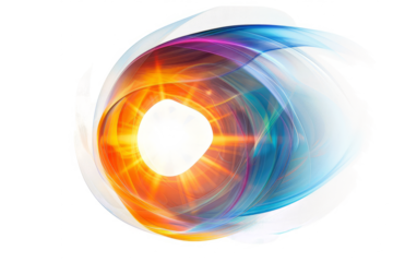 Abstract sun glare, in bright colors and shapes, on white background.