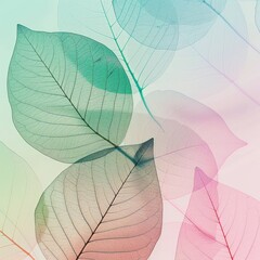 A collection of banana leaves with a translucent quality, allowing multiple layers to be visible