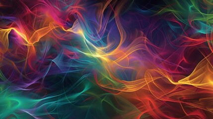 Obraz premium Abstract, vibrant pattern with flowing, wave-like shapes. The colors are intense and psychedelic