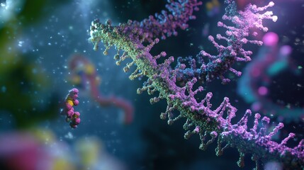 Fototapeta premium Bacterial transformation occurs as DNA is absorbed from the environment, illustrating microbial genetic exchange in real-time