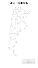 Argentina Map. State map of Argentina. Administrative map of Argentina with states names in outline.