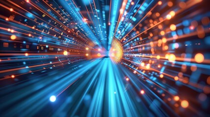 Obraz premium Digital Tunnel of Light and Data