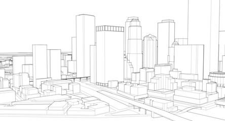 modern city panorama 3d illustration	