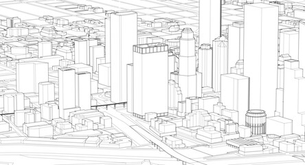 modern city panorama 3d illustration	