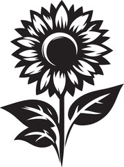 Outlined sunflower round frame vector illustration.