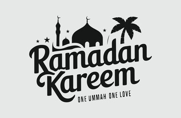 Ramadan Kareem handwritten text calligraphy vector illustration tshirt design